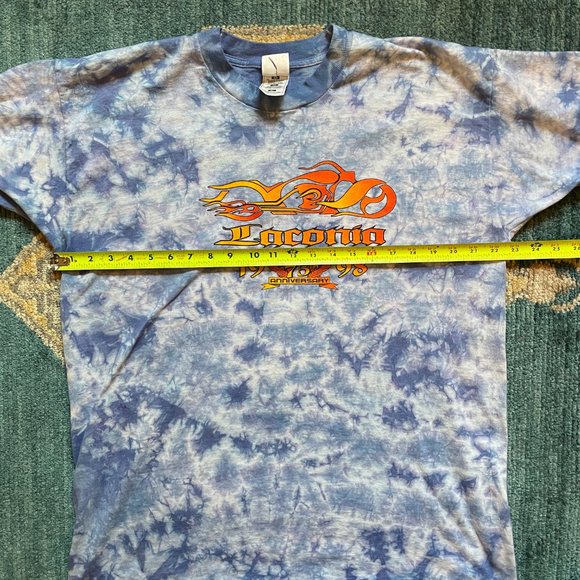 Vintage 90s Laconia Bike Week Tie Dye Shirt 1998 75th Anniversary Mens XL - Picture 9 of 10